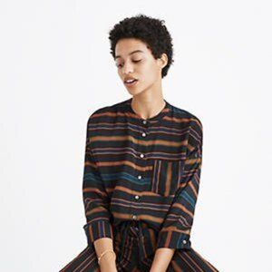 MADEWELL Silk Clermont Stripe Shirt M